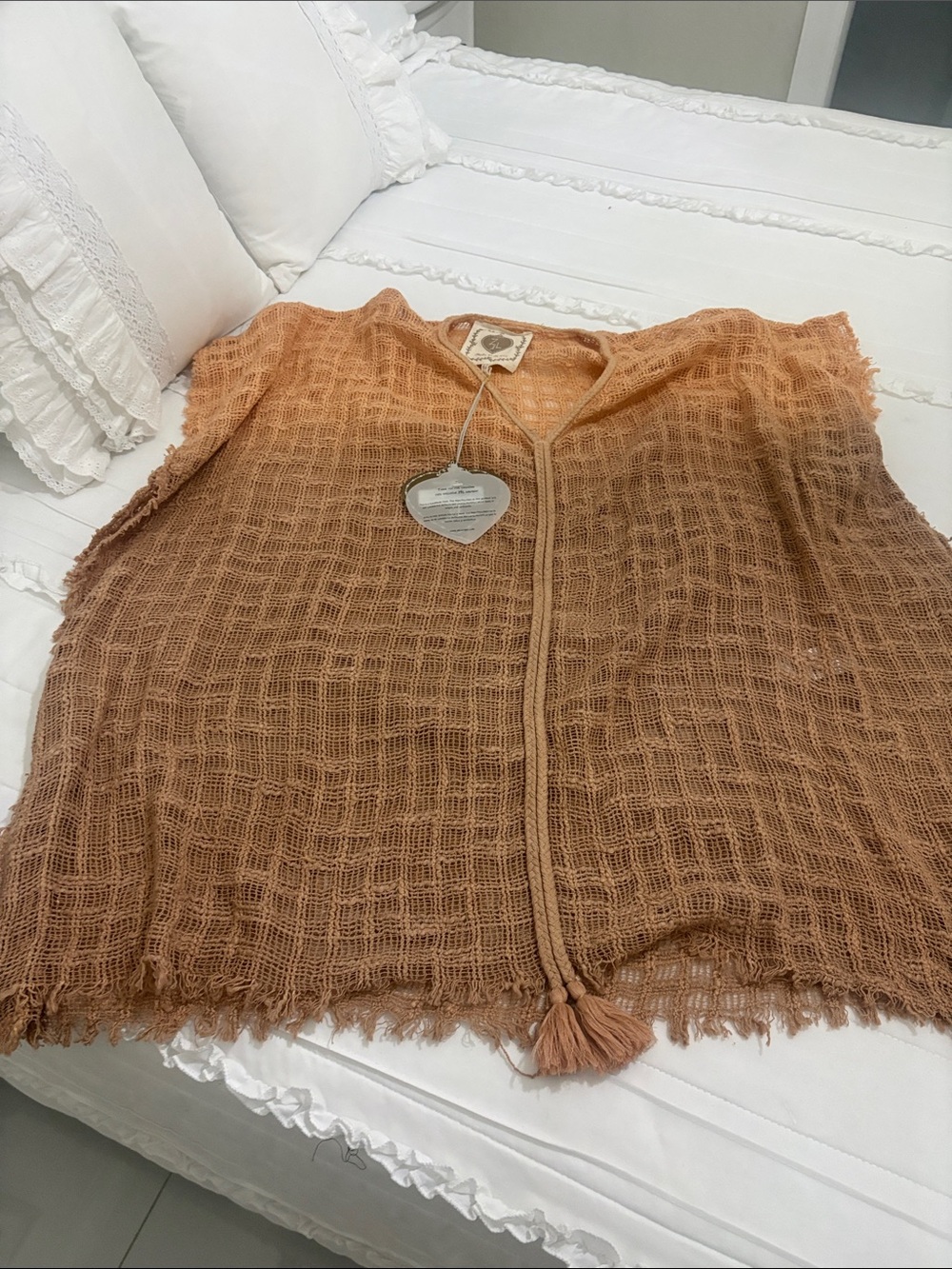 Lightweight Open-Weave Swim Coverup in Rust